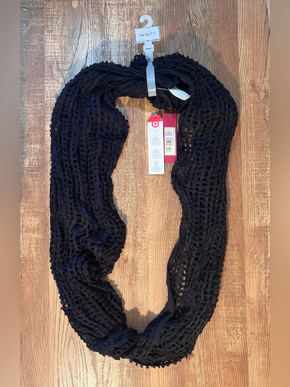 Target Black Open-Weave Infinity Scarf New With Tags